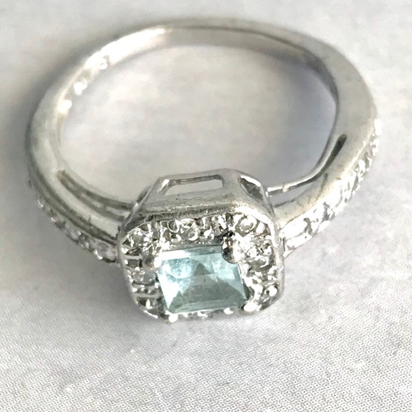 Designer Jewelry - STERLING SILVER 925 CZ BLUE TOPAZ COCKTAIL RING